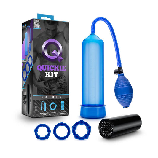 Kit Bomba Al Vacío Go Big – Blue, dispositivo diseñado para aumentar temporalmente el tamaño del pene, mejorar la firmeza de las erecciones y aumentar la confianza masculina con resultados seguros.