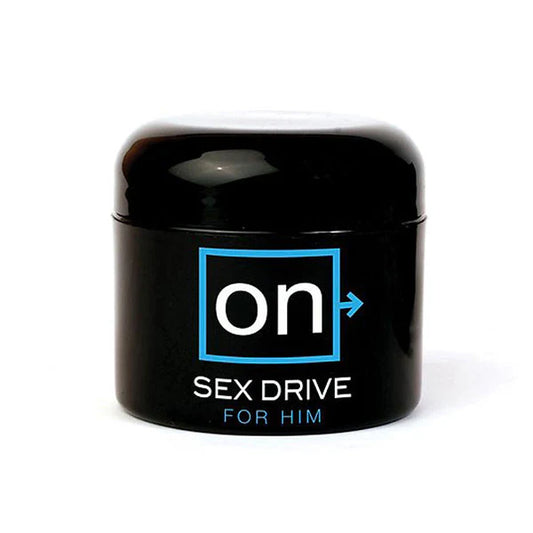 Envase de On Sex Drive, crema tópica diseñada para mejorar la potencia sexual masculina utilizando tecnología transdérmica