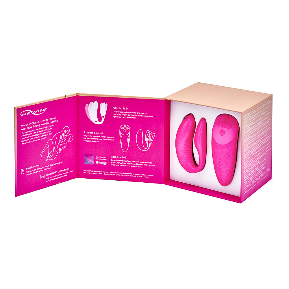 Chorus by We-Vibe con su manual de instrucciones, destacando su fácil uso y características.