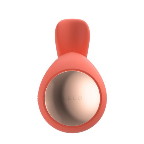 El último vibrador doble IDA™ Wave de Lelo, conectado por aplicación y con la tecnología WaveMotion™ color rosa, ergonomico, foto de frente destacando suparte superior plateada. 